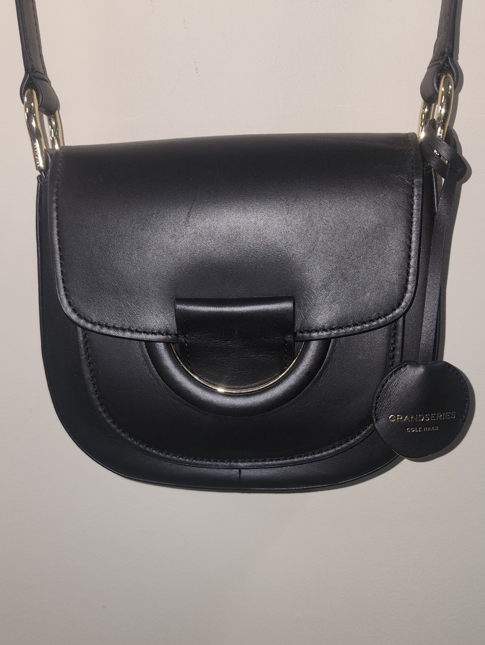 Cole Haan Black Leather Saddle Bag Crossbody Bag Grandseries Purse